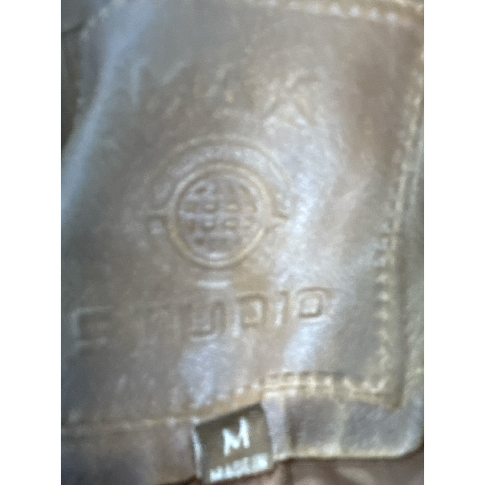 Max Studio Moto Jacket Womens M Cognac Excellent Vegan Leather Distressed Y2K - Picture 4 of 8